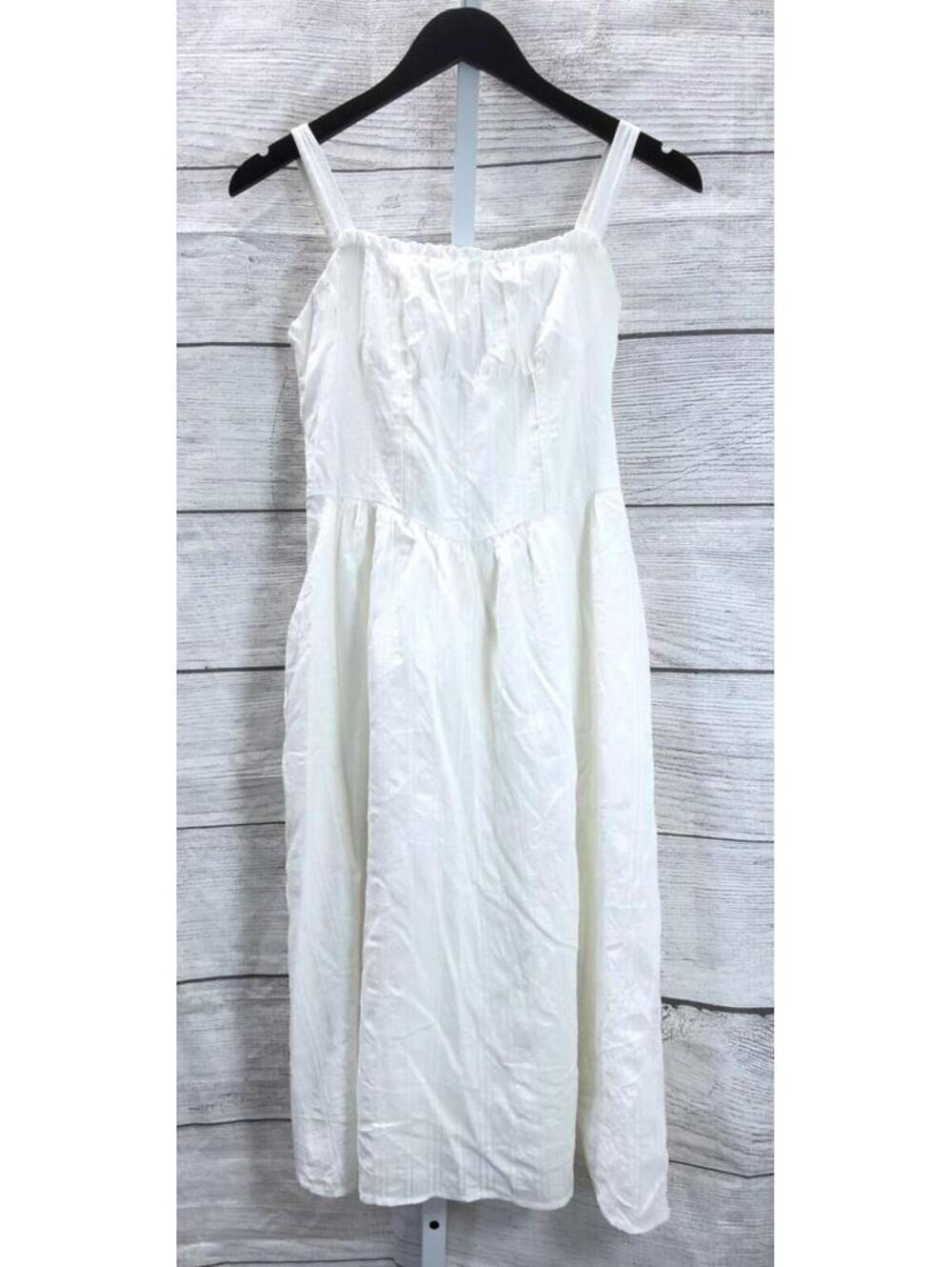 Wild Fable White Dropped Basque Waist Midi A-Line Dress Women Size XS
